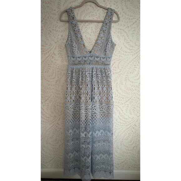 NWOT Love Triangle Lace Midi Dress - Light Blue - Picture 1 of 6